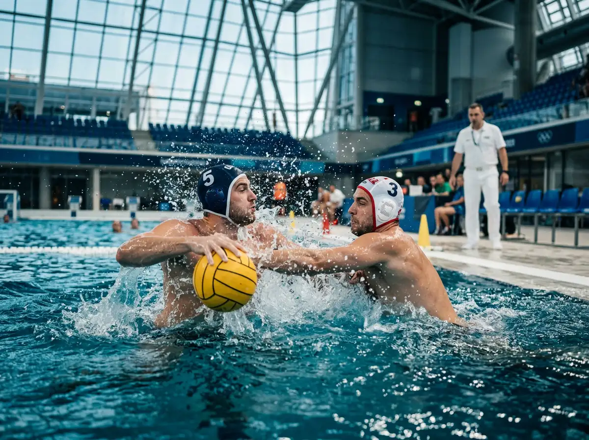 Partita di pallanuoto durante la Final Four di European Aquatics Champions League