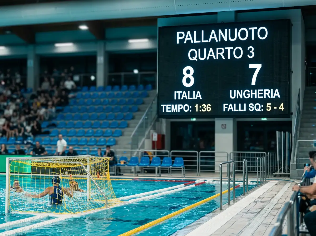 Tabellone con quote pallanuoto e tipologie di mercati 1X2, handicap, under over
